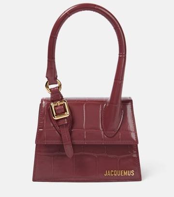 jacquemus le chiquito moyen boucle leather tote bag in red