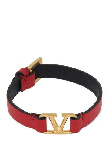 Valentino Logo Leather Bracelet in gold