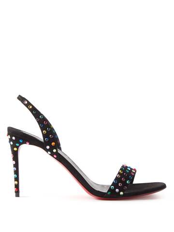 christian louboutin - marylin slingback crystal-studded suede sandals - womens - multi
