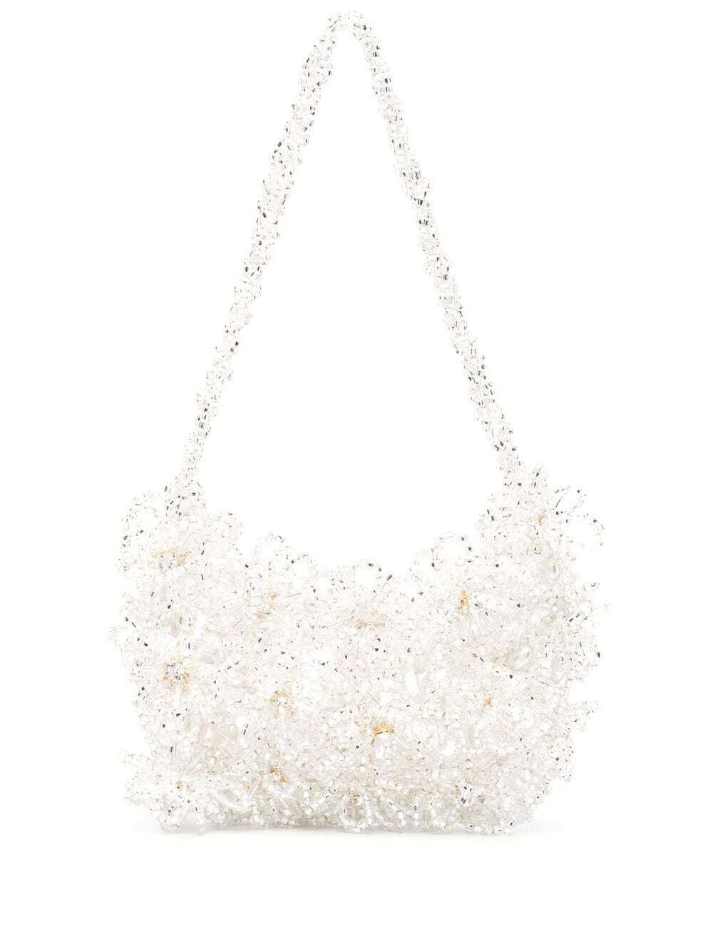Vanina Bouquet beaded shoulder bag - White