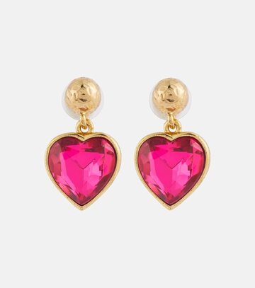 oscar de la renta â80s heart crystal drop earrings in pink