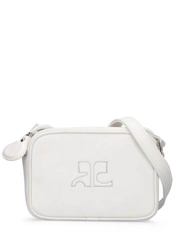 COURREGES Leather Camera Bag in white