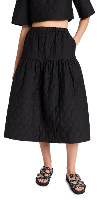 Jason Wu Quilted Midi Skirt in black