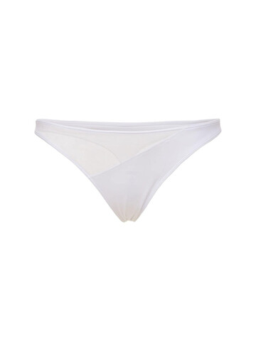 ADAM SELMAN SPORT Waves Sheer Thong Bikini Bottoms in white