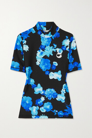 coperni - cropped floral-print jersey top - blue