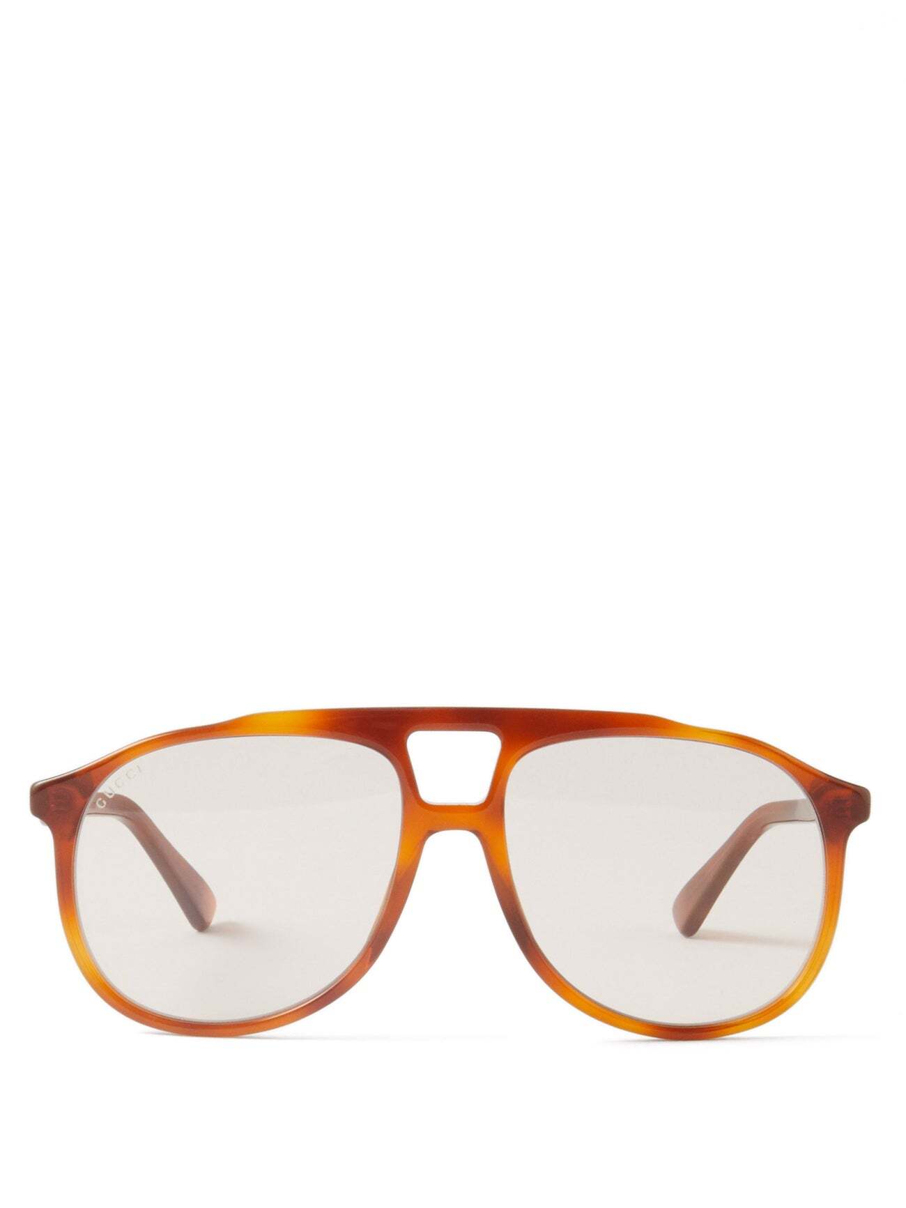 Gucci - Navigator-frame Acetate Sunglasses - Womens - Brown Multi