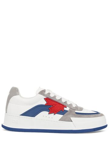 dsquared2 logo leather sneakers in blue / white