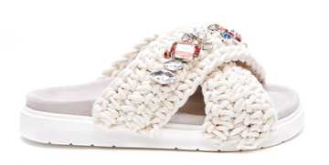 INUIKII Woven Stone Sandals in white