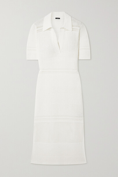 Joseph - Open-knit Cotton Midi Dress - White