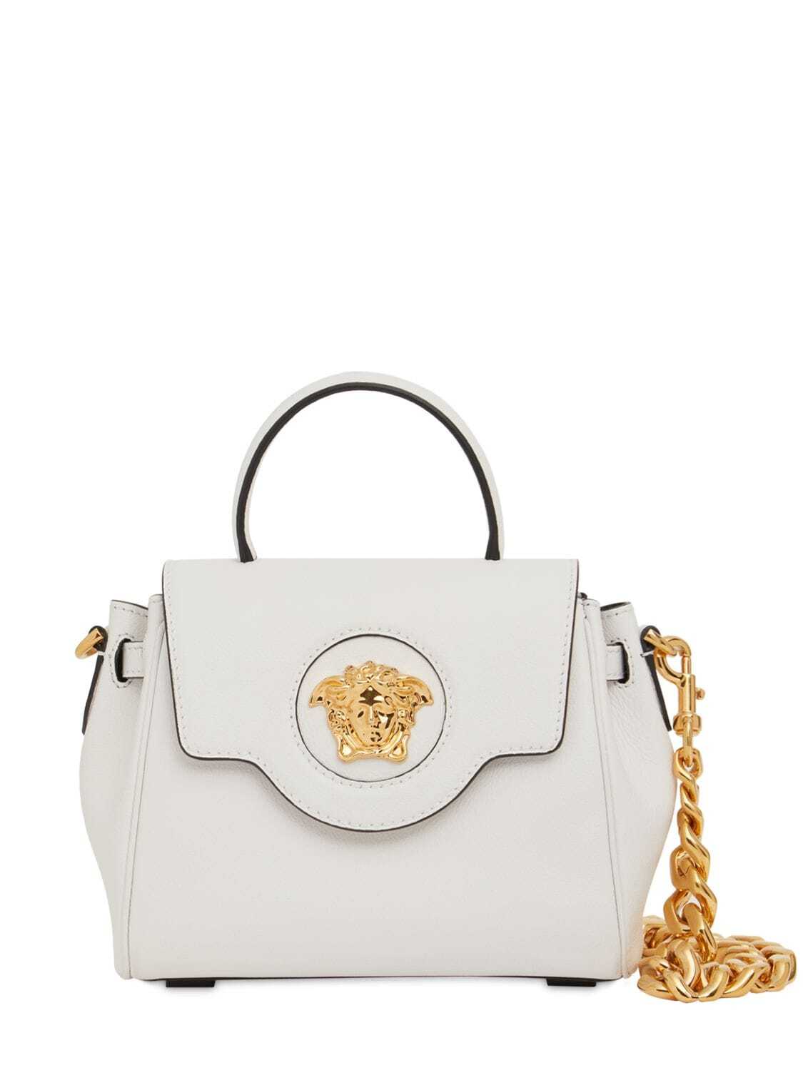 VERSACE Sm Medusa Leather Top Handle Bag in white