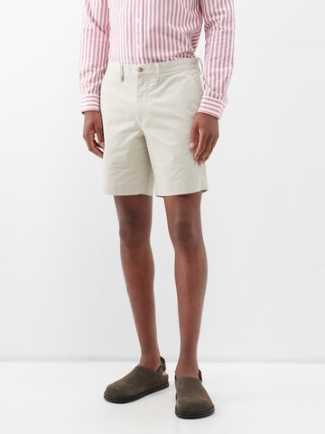 polo ralph lauren - flat-front cotton-blend shorts - mens - off white