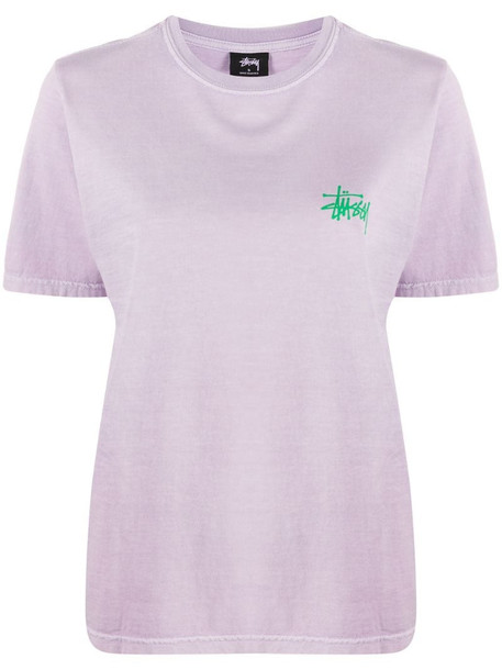 Stussy logo-print crew neck T-Shirt in purple