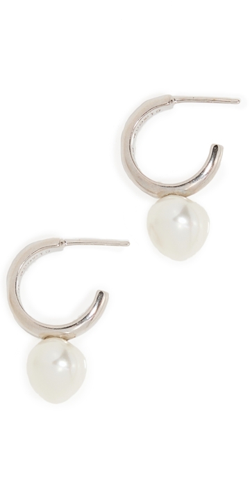 simone rocha mini heart hoop earrings pearl one size