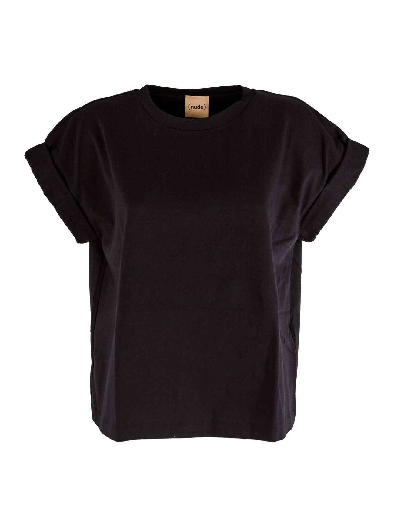 (nude) Cotton T-shirt in black