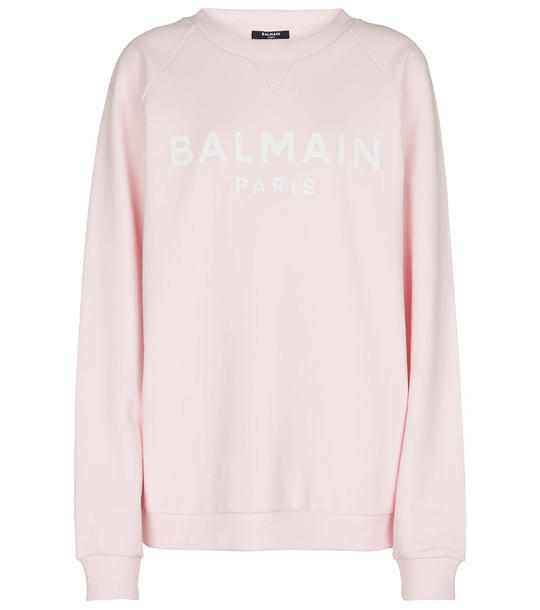 Balmain Logo cotton jersey sweatshirt in pink