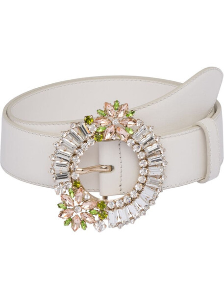 Miu Miu crystal-embellished belt in white