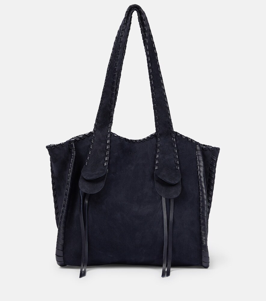Chloe Mony Small suede tote bag in blue