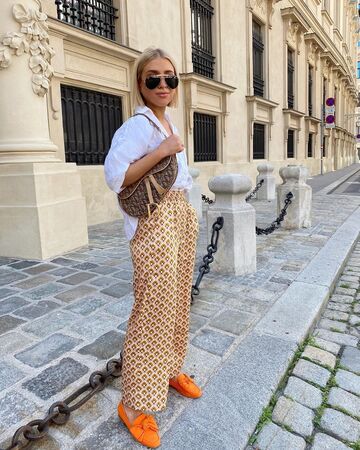 shoes,loafers,wide-leg pants,white shirt,oversized,dior bag
