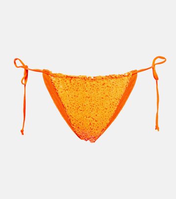 norma kamali sequin-embellished bikini bottoms in orange