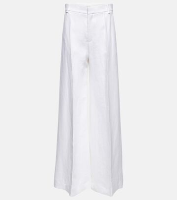 chloe high-rise linen and cotton wide pants in white