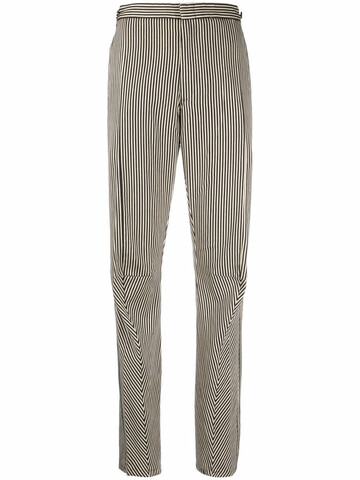 comme des garçons pre-owned 2000s striped straight-legged trousers - black