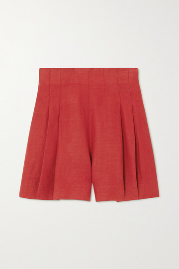 Chloé Chloé - + Net Sustain Pleated Linen Shorts - Red
