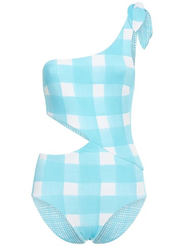 SOLID & STRIPED The Claudia Reversible Swimsuit in blue / white