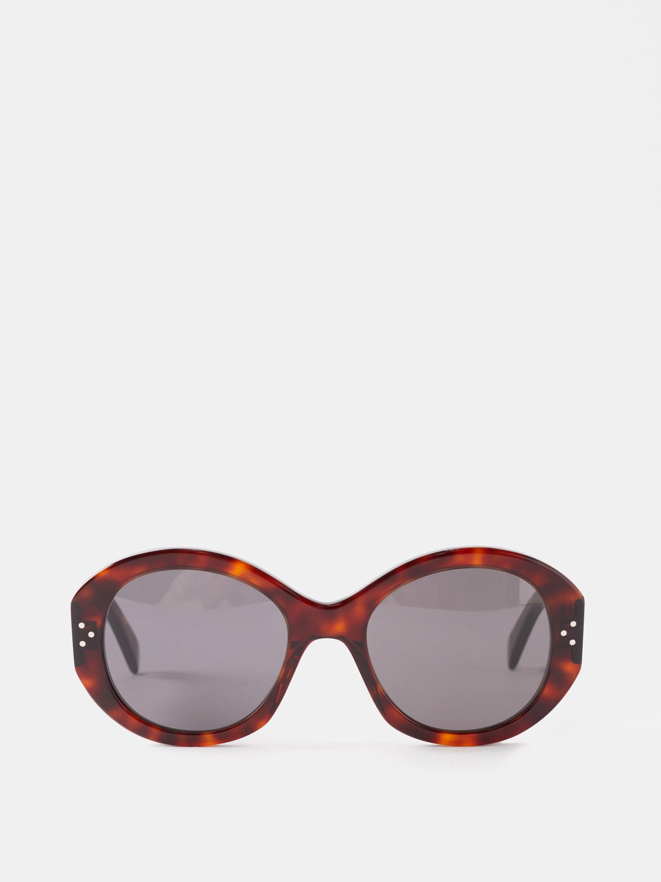Celine Eyewear - Bold Story Round Acetate Sunglasses - Womens - Brown Multi