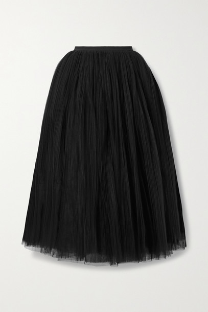KHAITE - Samantha Pleated Tulle Midi Skirt - Black