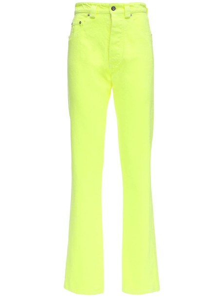 KWAIDAN EDITIONS High Waist Neon Cotton Denim Jeans in yellow - Wheretoget