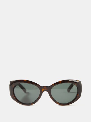 balenciaga eyewear - round tortoiseshell-acetate sunglasses - womens - green brown