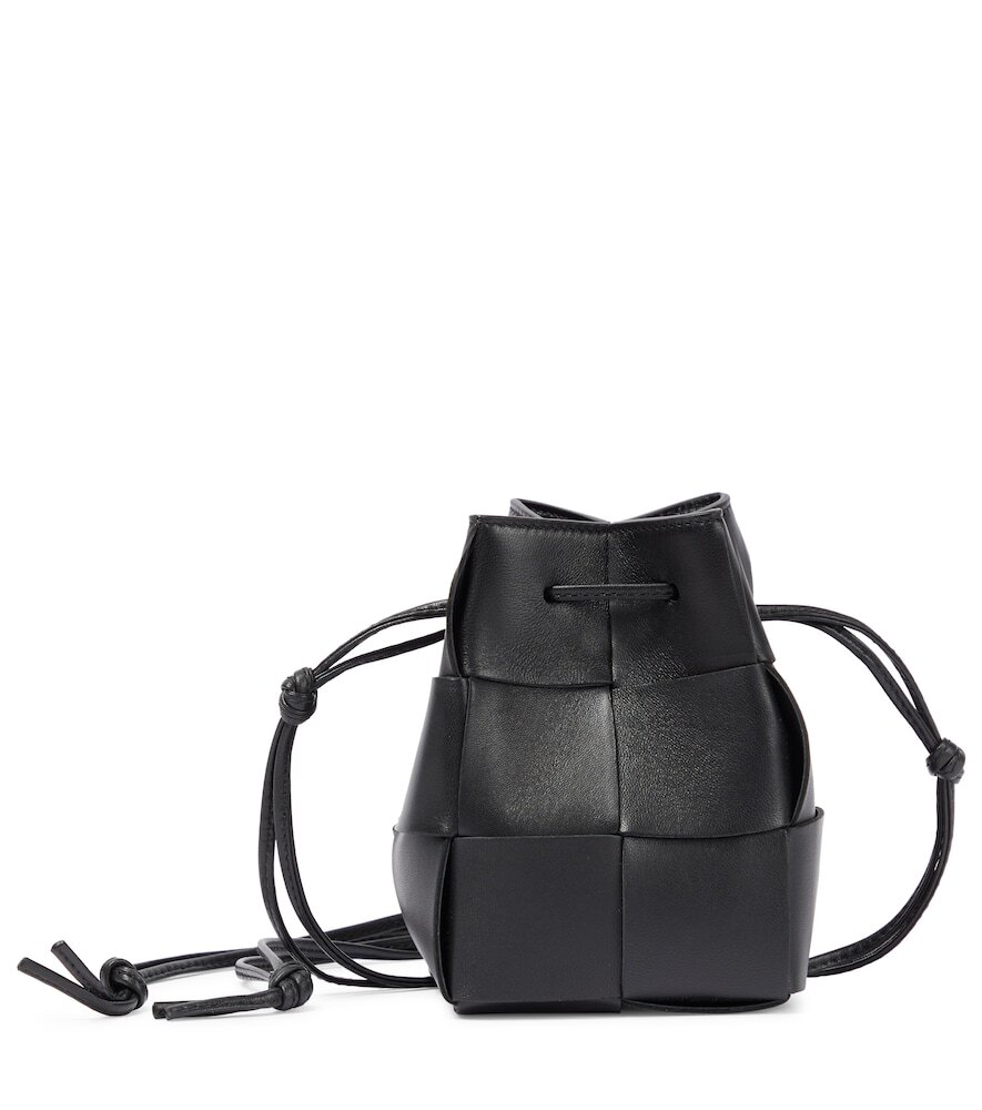 Bottega Veneta Cassette Mini leather bucket bag in black