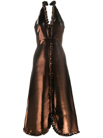 Temperley London metallic ruffle gown in brown