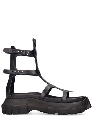 rick owens tractor leather sandals in black