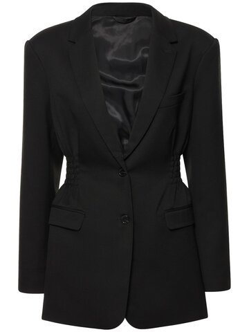 DESIGNERS REMIX Jolene Smocked Suiting Wool Blend Blazer in black