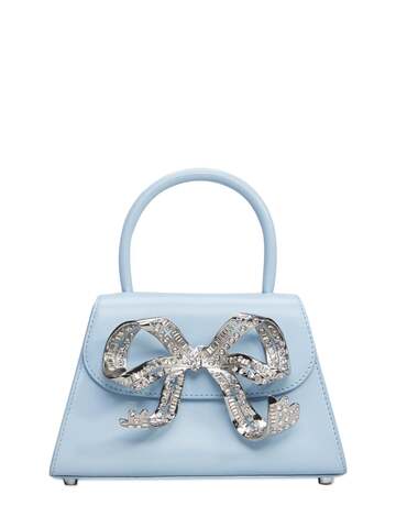 SELF-PORTRAIT Mini Capri Leather Top Handle Bag in blue