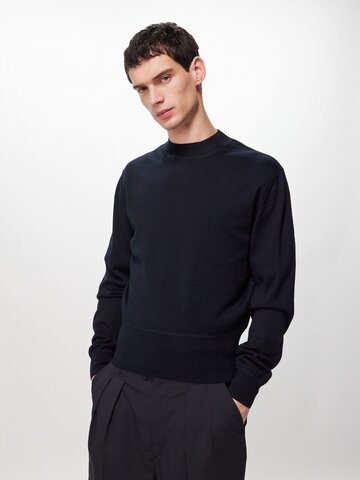 lemaire - high-neck wool-blend sweater - mens - dark navy