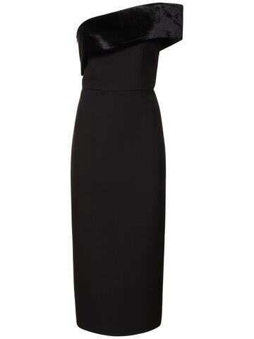 roland mouret asymmetric stretch cady midi dress in black