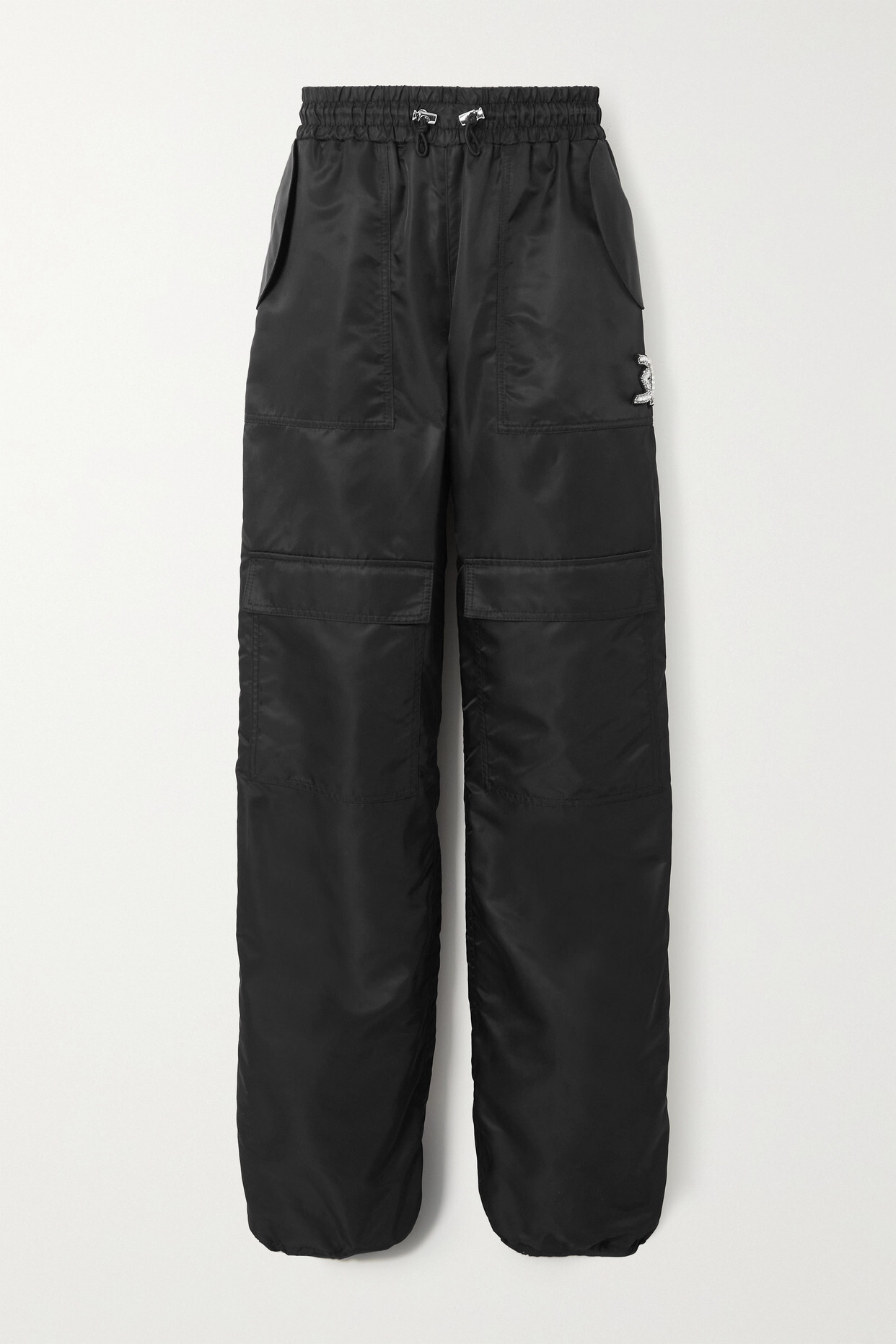 David Koma - Crystal-embellished Nylon Wide-leg Cargo Pants - Black