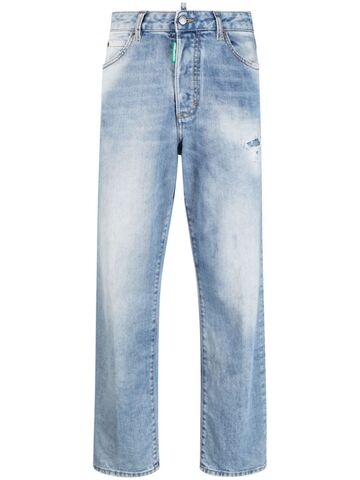 dsquared2 one life distressed cropped jeans - blue