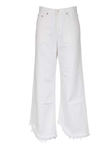Haikure Fringed Cuff Jeans in white