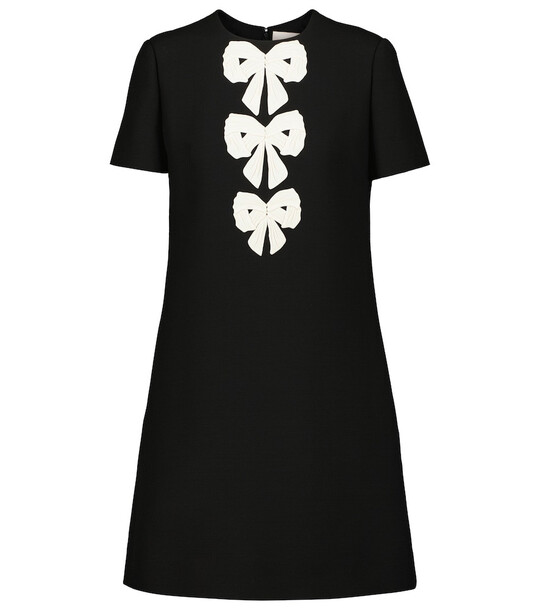 Valentino Embroidered crÃªpe couture minidress in black