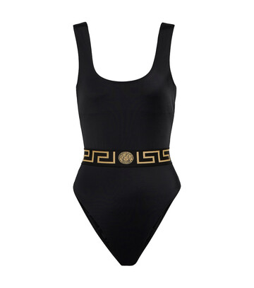 Versace Greca printed swimsuit in black