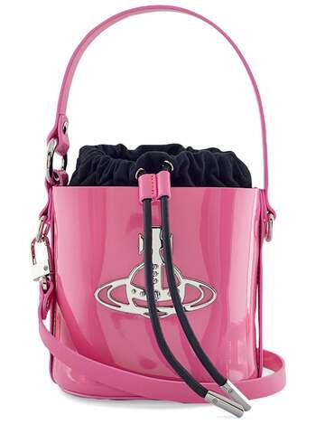 vivienne westwood small daisy patent leather bucket bag in pink