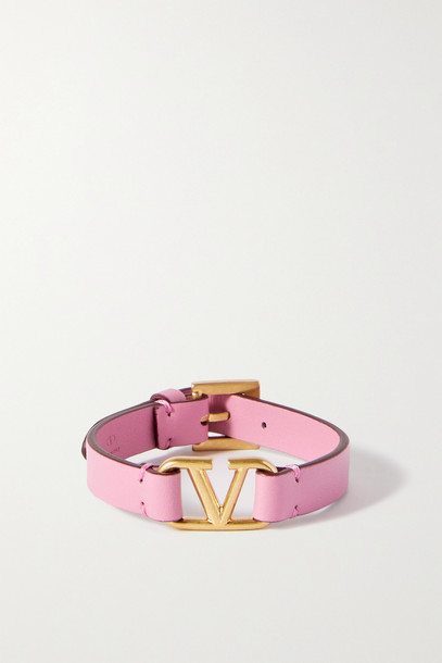 VALENTINO - Valentino Garavani Vlogo Leather Bracelet - Pink