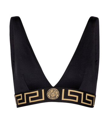 versace logo bikini top in black