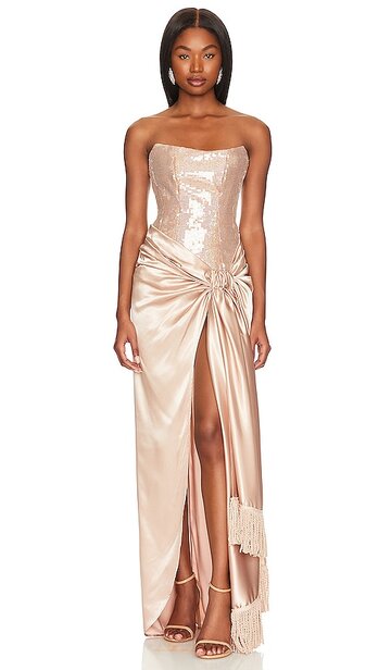 Bronx and Banco Gina Gown in Metallic Neutral in gold / multi