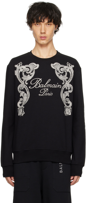balmain black printed sweatshirt in noir