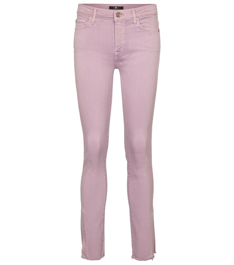 7 For All Mankind High-rise cropped skinny jeans in purple