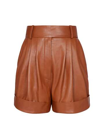 alexandre vauthier high waisted leather shorts in brown